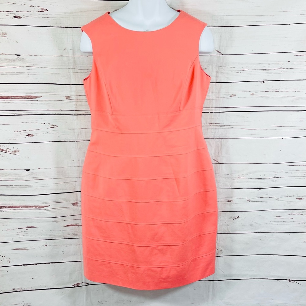 Antonio‎ Melani Womens Sheath Dress Sleeveless Round Neck Coral Size 14